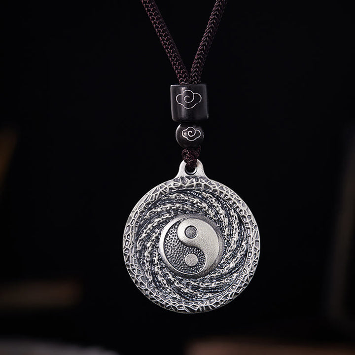 Buddha Stones 999 Sterling Silver Tai Chi Yin Yang Bagua Design Fantasmi di montagna Spendere soldi Collana pendente - image 21