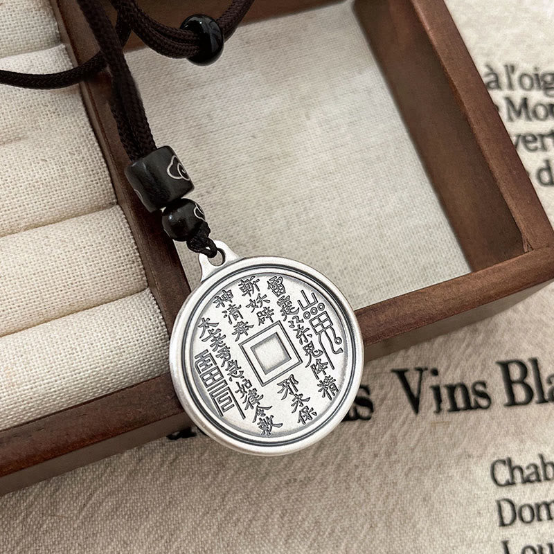 Buddha Stones 999 Sterling Silver Tai Chi Yin Yang Bagua Design Fantasmi di montagna Spendere soldi Collana pendente - image 19