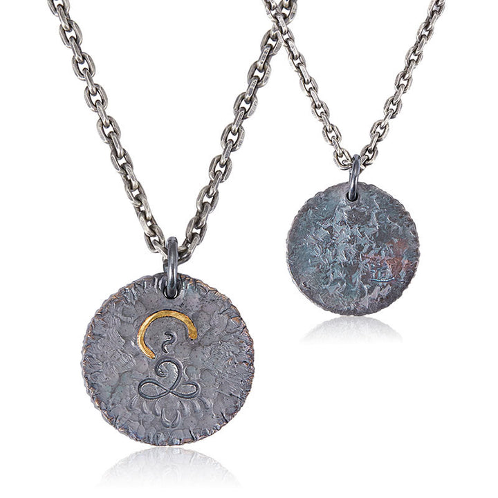 Buddha Stones Argento Sterling 999 Oro 999 Argento Sterling 925 Statua del Buddha Collana con ciondolo a forma di loto - image 7