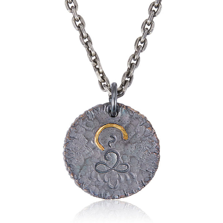 Buddha Stones Argento Sterling 999 Oro 999 Argento Sterling 925 Statua del Buddha Collana con ciondolo a forma di loto - image 7