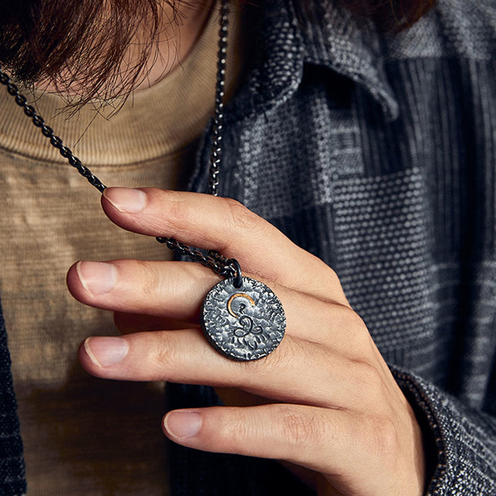 Buddha Stones Argento Sterling 999 Oro 999 Argento Sterling 925 Statua del Buddha Collana con ciondolo a forma di loto - image 1