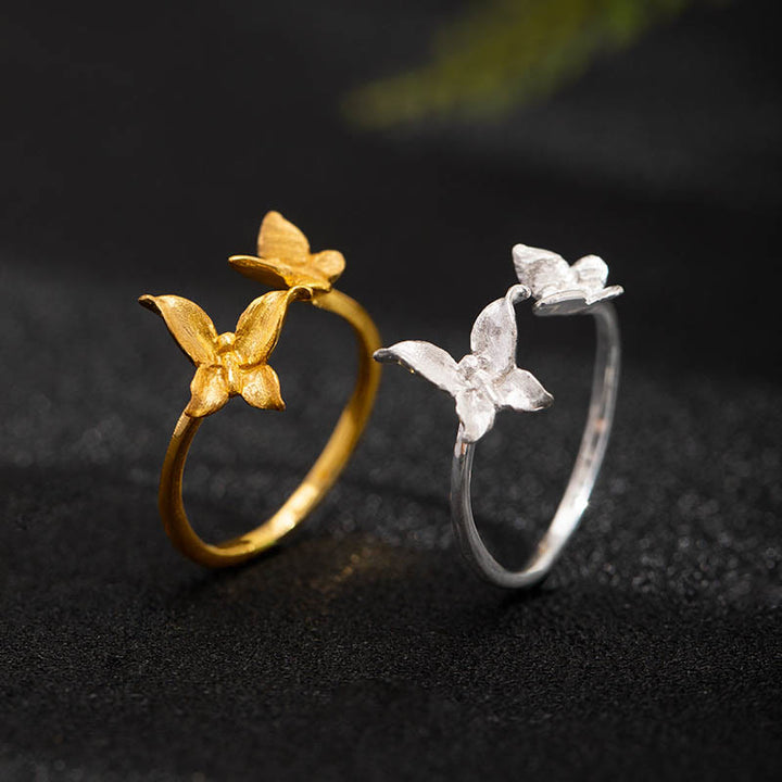 Anello Buddha Stones 925 Sterling Silver Butterfly Love