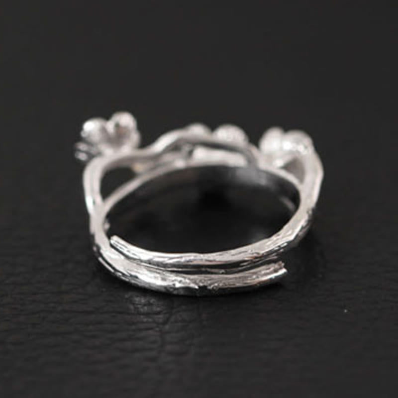 Anello Buddha Stones in argento sterling 925 con prugna e bossom calmo