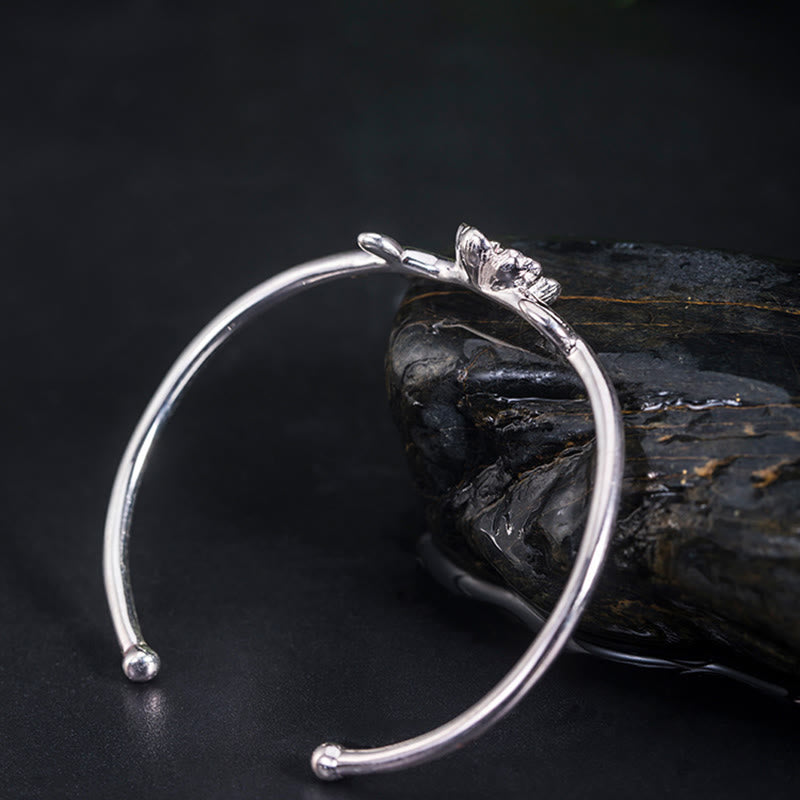 Braccialetto portafortuna in argento sterling 925 con fiori di ciliegio Buddha Stones