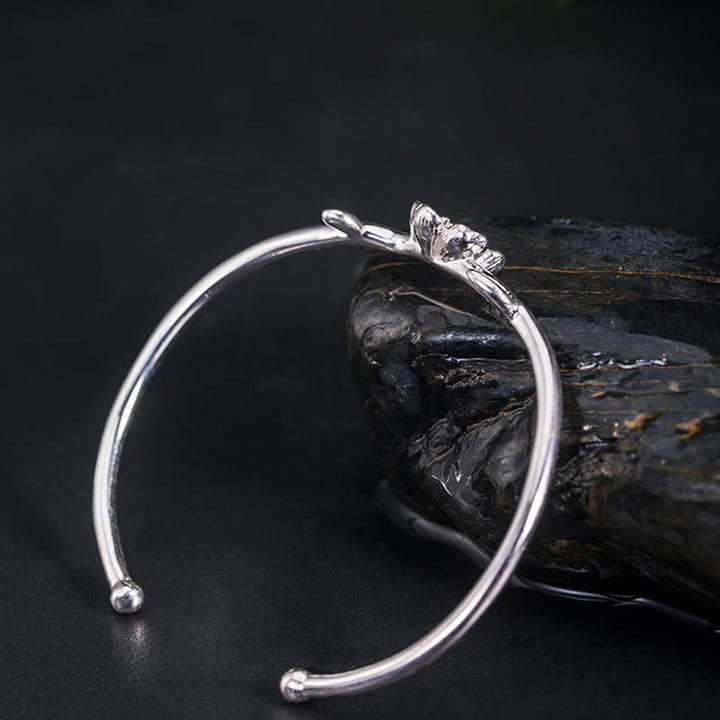 Braccialetto portafortuna in argento sterling 925 con fiori di ciliegio Buddha Stones