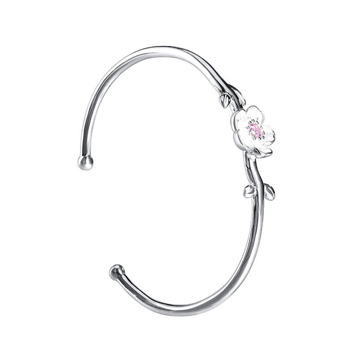 Braccialetto portafortuna in argento sterling 925 con fiori di ciliegio Buddha Stones