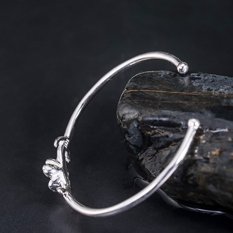 Braccialetto portafortuna in argento sterling 925 con fiori di ciliegio Buddha Stones