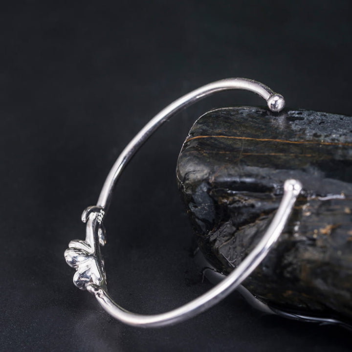 Braccialetto portafortuna in argento sterling 925 con fiori di ciliegio Buddha Stones