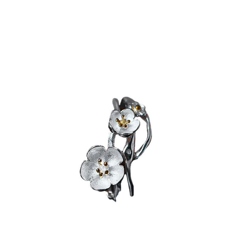 Anello di equilibrio Buddha Stones 925 Sterling Silver Plum Bossom