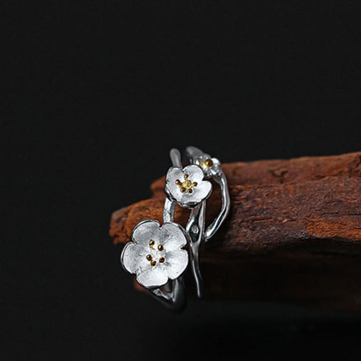 Anello di equilibrio Buddha Stones 925 Sterling Silver Plum Bossom - image 7