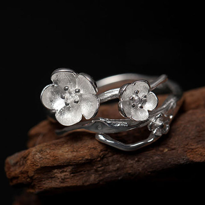 Anello di equilibrio Buddha Stones 925 Sterling Silver Plum Bossom