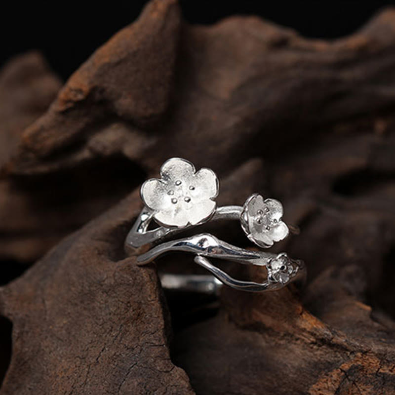 Anello di equilibrio Buddha Stones 925 Sterling Silver Plum Bossom - image 14