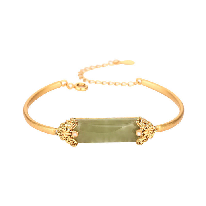 Braccialetto portafortuna placcato oro 24K con Buddha Stones in giada Hetian