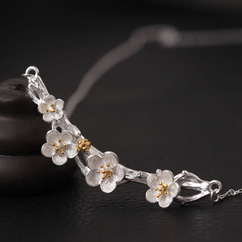 Collana con ciondolo di protezione in argento sterling 925 Buddha Stones - Bottone di prugna in argento sterling 925 - image 0