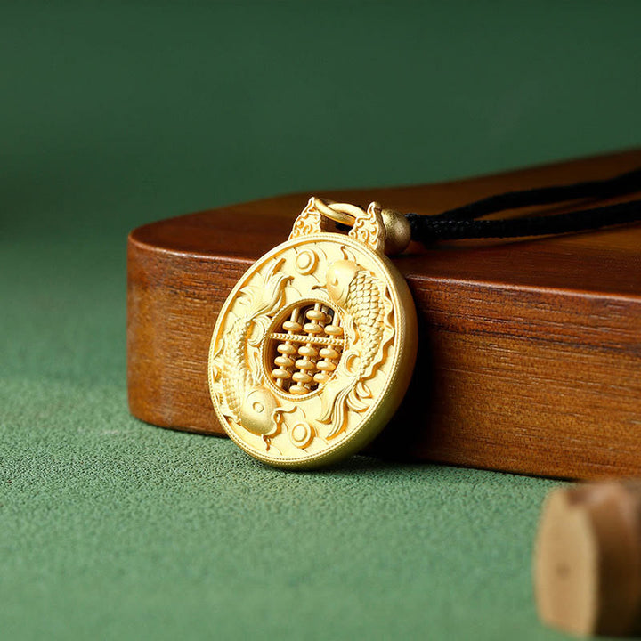 Collana con ciondolo a forma di pesce koi in rame placcato oro Buddha Stones - image 3