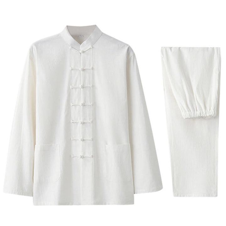 Buddha Stones Frog-Bottone Tang Camicia Manica Lunga Pantaloni Uomo Completo - image 32