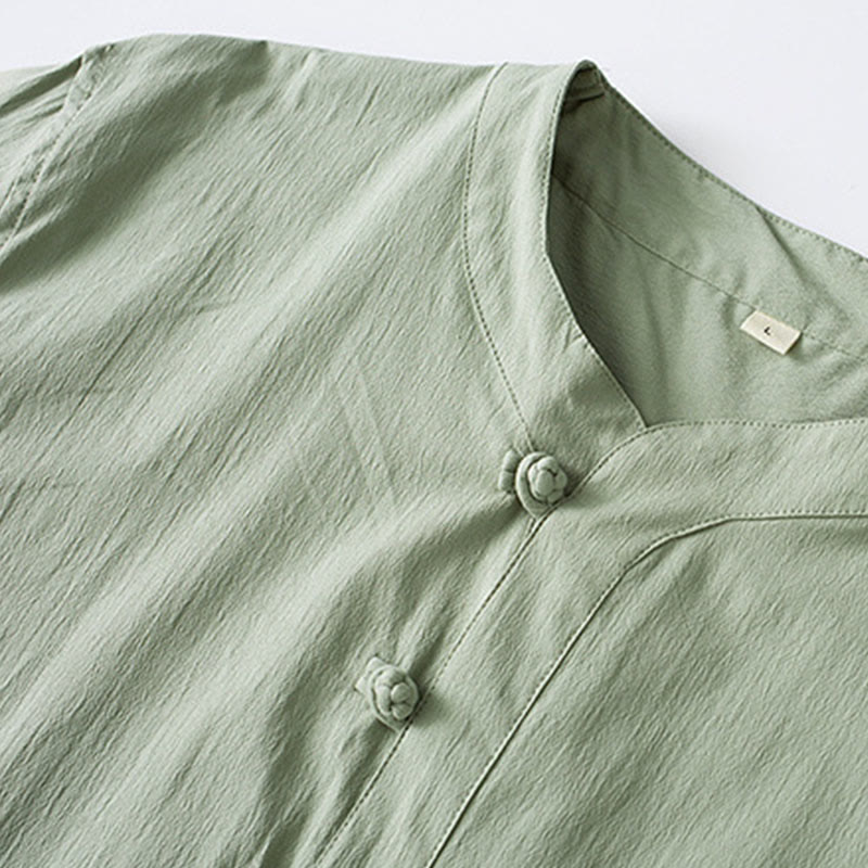 Buddha Stones Frog-Bottone Camicia Manica Tre Quarti Pantaloni Abito Uomo - image 12