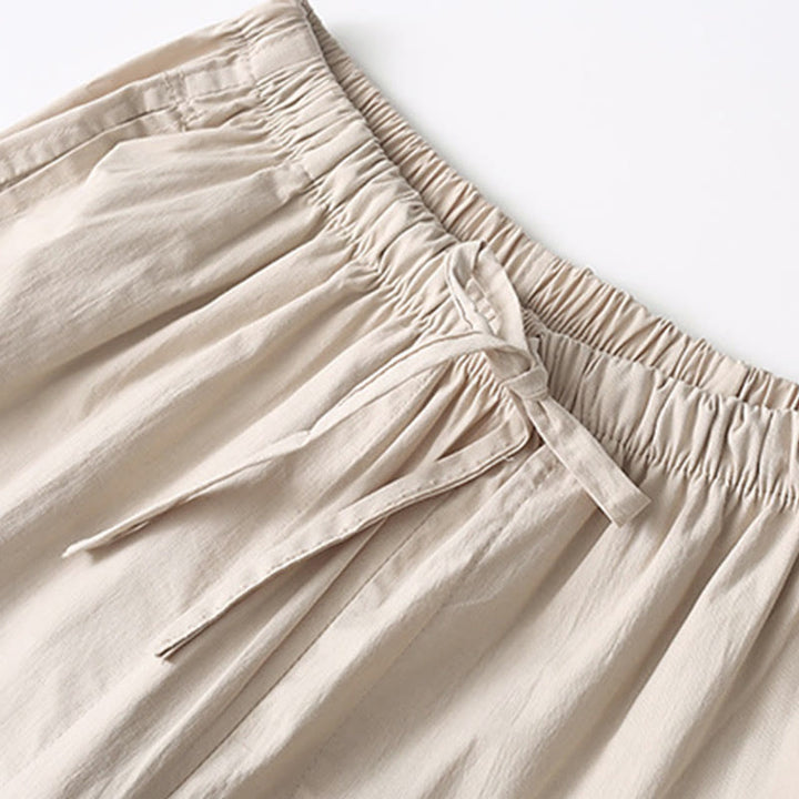 Camicia a maniche a tre quarti con bottoni a rana e Buddha Stones, pantaloni a gamba larga, abito da uomo in cotone e lino - image 14