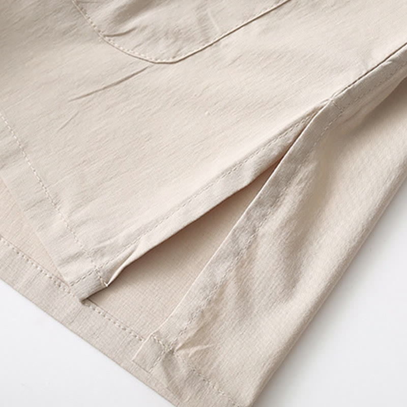 Camicia a maniche a tre quarti con bottoni a rana e Buddha Stones, pantaloni a gamba larga, abito da uomo in cotone e lino - image 13