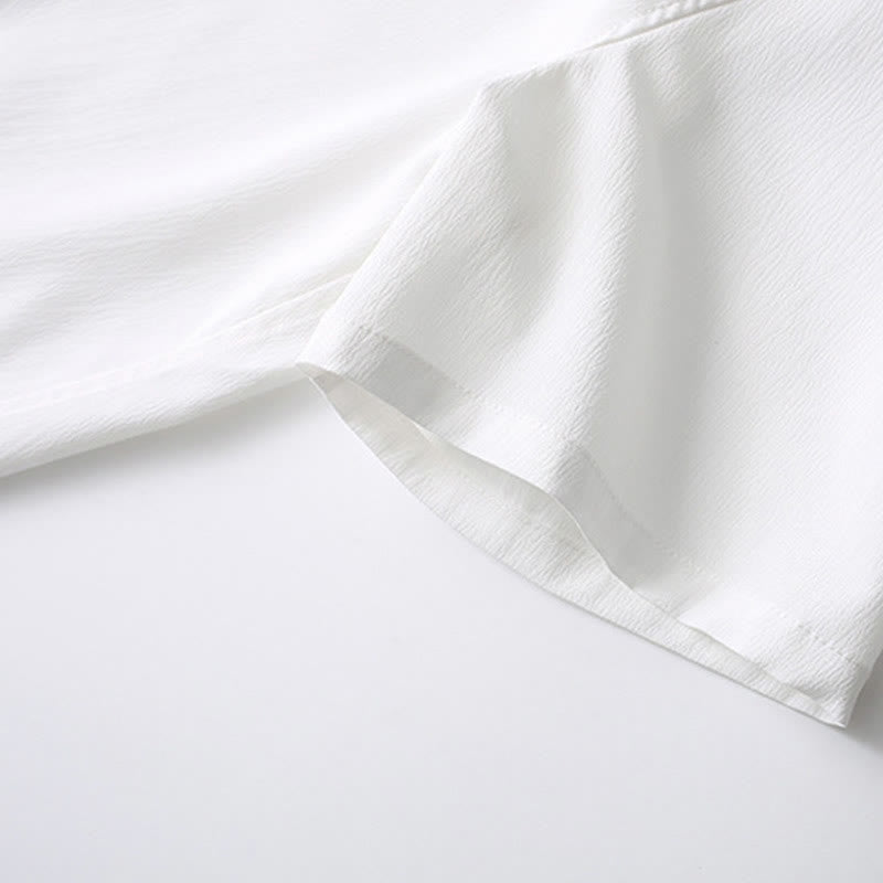 Buddha Stones Tang Frog-Bottone Camicia Manica Corta Pantaloni Gamba Larga Abito Uomo - image 13