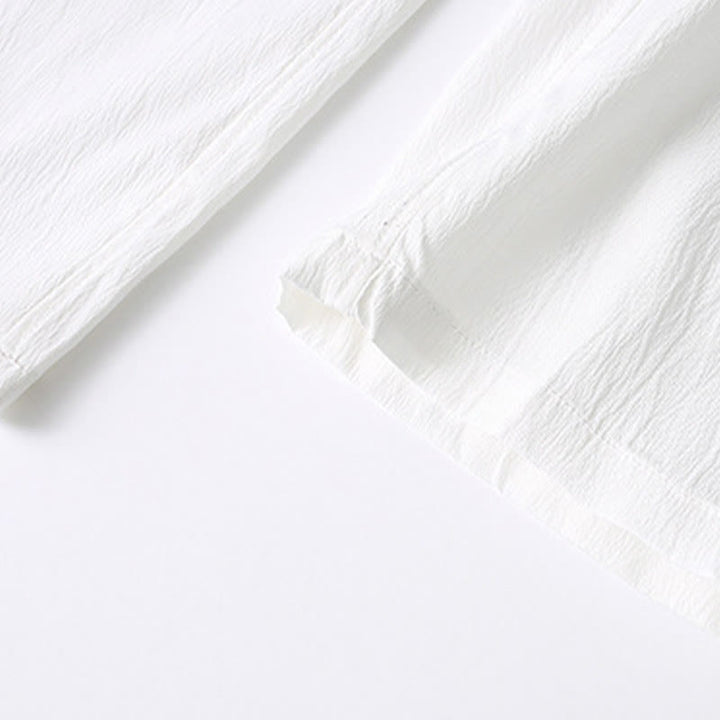 Buddha Stones Tang Frog-Bottone Camicia Manica Corta Pantaloni Gamba Larga Abito Uomo - image 15