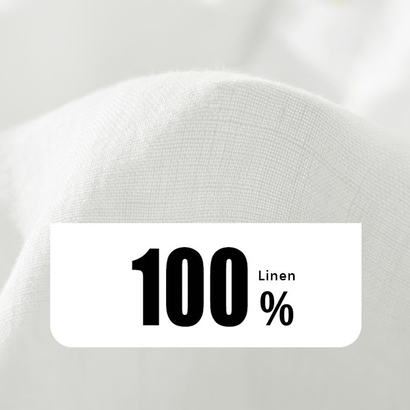 Camicia da uomo in lino con mezza manica e bottoni, tinta unita, Buddha Stones - image 6