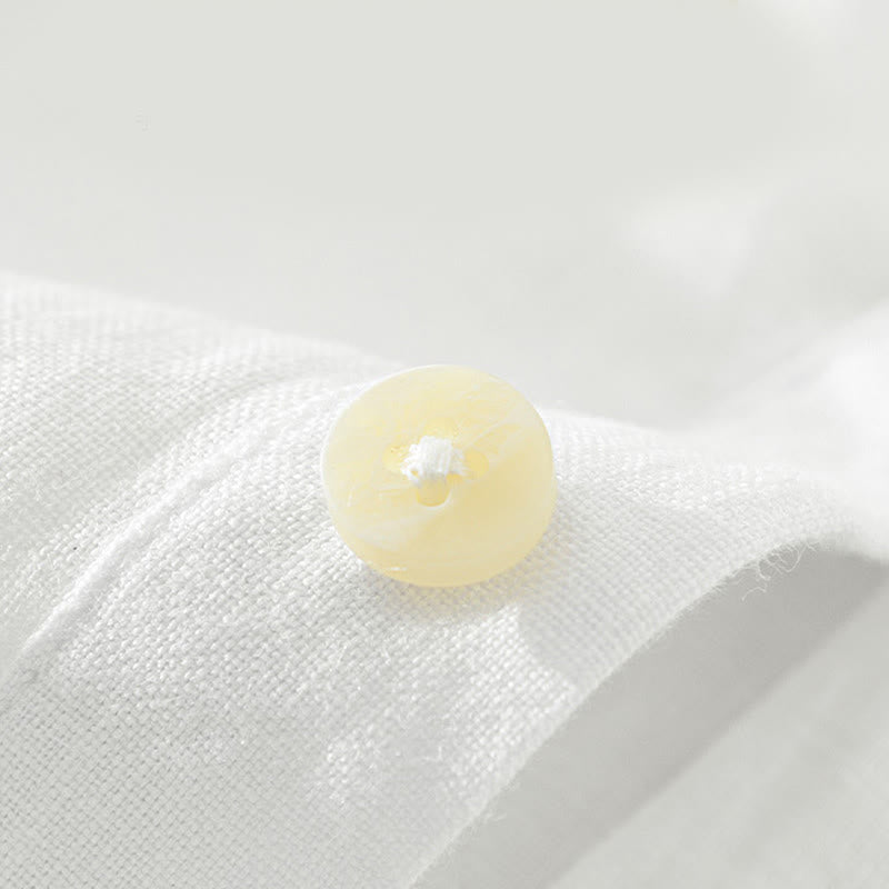 Camicia da uomo in lino con mezza manica e bottoni, tinta unita, Buddha Stones - image 4