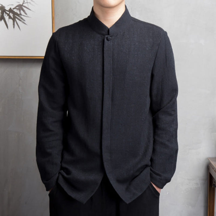 Giacca da uomo in stile cinese Tang Buddha Stones , tinta unita - Nero - US/UK/AU42, EU52 (4XL) - image 7