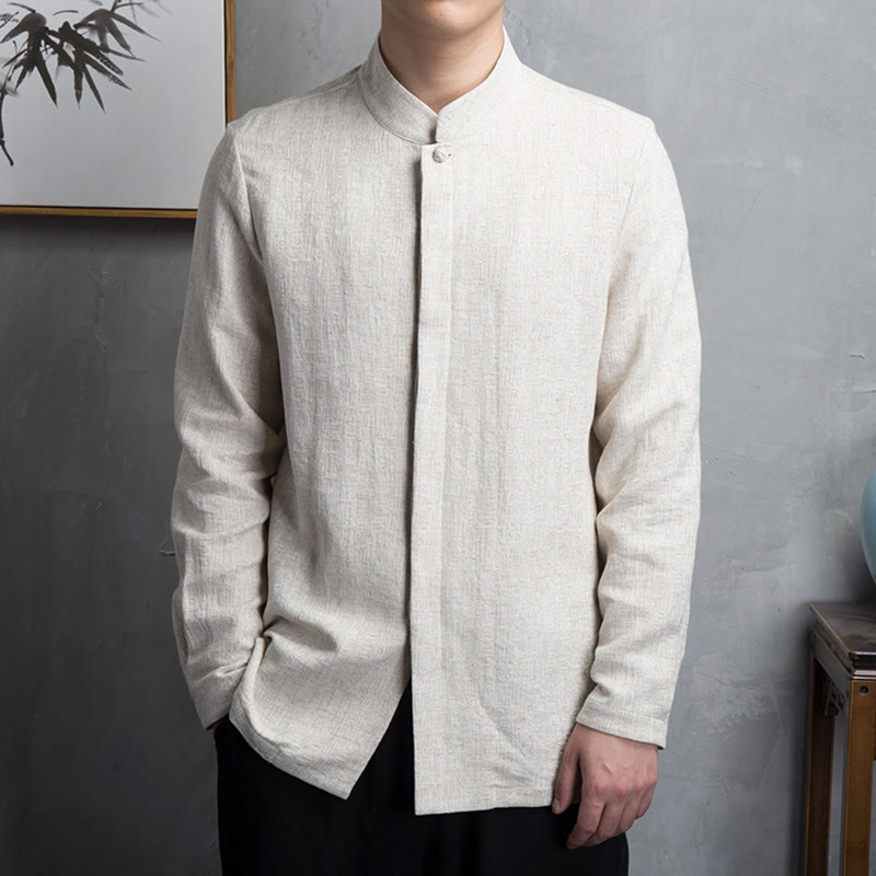 Giacca in lino di cotone con abito cinese in tinta unita in Buddha Stones, abbigliamento da uomo - Biancheria - US/UK/AU42, EU52 (4XL) - image 0