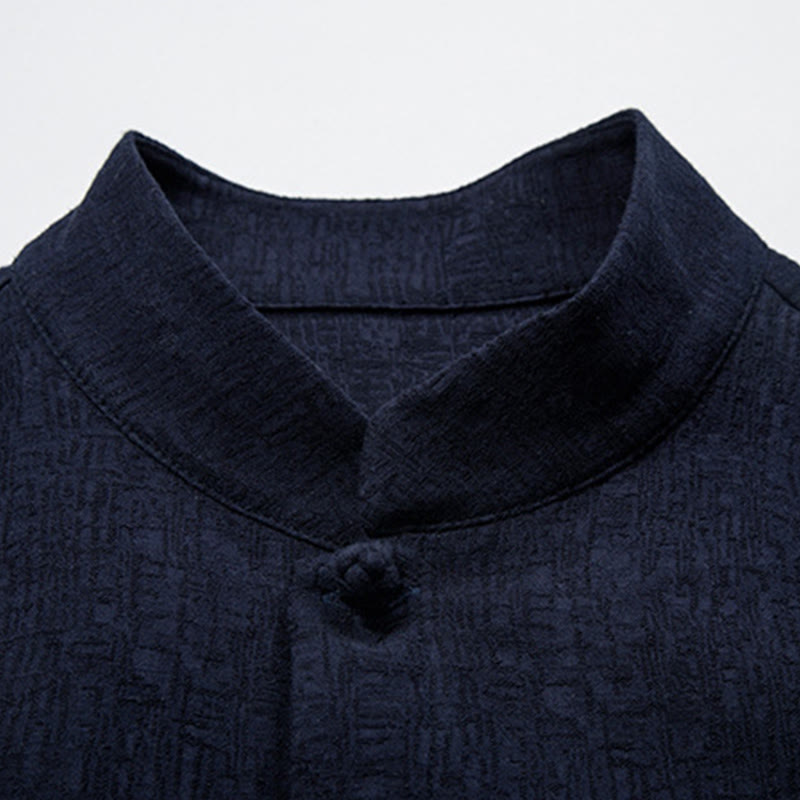 Giacca in lino di cotone con abito cinese in tinta unita in Buddha Stones, abbigliamento da uomo