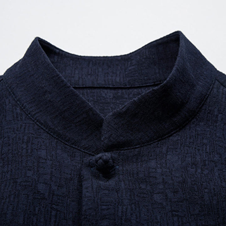 Giacca in lino di cotone con abito cinese in tinta unita in Buddha Stones, abbigliamento da uomo