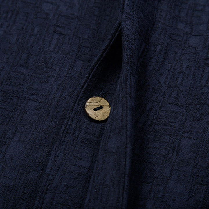 Giacca in lino di cotone con abito cinese in tinta unita in Buddha Stones, abbigliamento da uomo