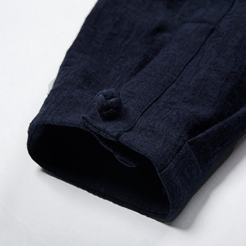 Giacca in lino di cotone con abito cinese in tinta unita in Buddha Stones, abbigliamento da uomo