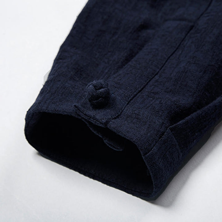 Giacca in lino di cotone con abito cinese in tinta unita in Buddha Stones, abbigliamento da uomo