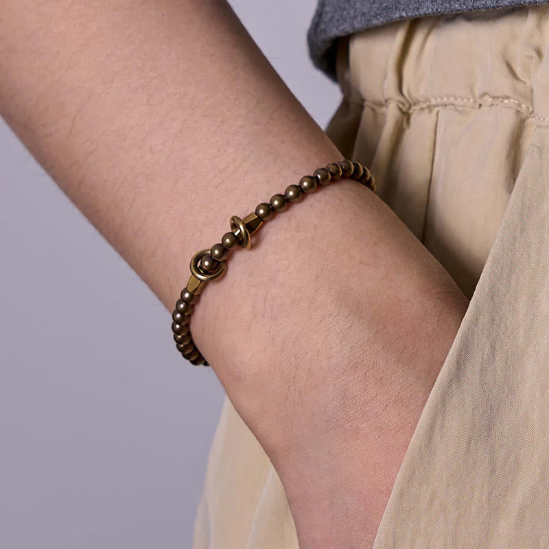 Braccialetto di coppia con perline in ottone e rame, design Buddha Stones Wealth Self Care - image 5