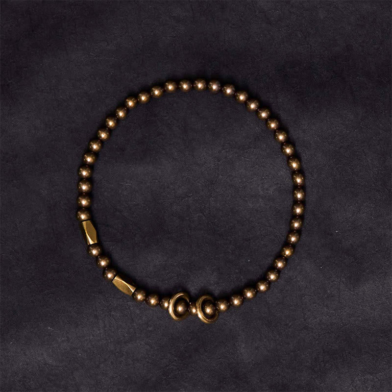 Braccialetto di coppia con perline in ottone e rame, design Buddha Stones Wealth Self Care - image 3