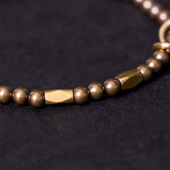 Braccialetto di coppia con perline in ottone e rame, design Buddha Stones Wealth Self Care - image 8