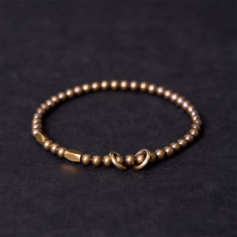 Braccialetto di coppia con perline in ottone e rame, design Buddha Stones Wealth Self Care - 20-21 cm - image 1