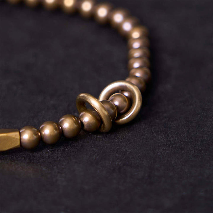 Braccialetto di coppia con perline in ottone e rame, design Buddha Stones Wealth Self Care - image 3