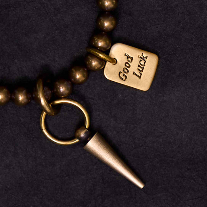 Bracciale Buddha Stones Vintage Rame Ottone Perline Fortuna Equilibrio - image 4
