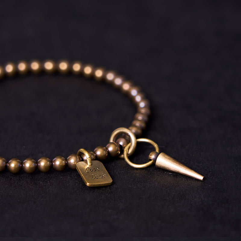 Bracciale Buddha Stones Vintage Rame Ottone Perline Fortuna Equilibrio - image 7