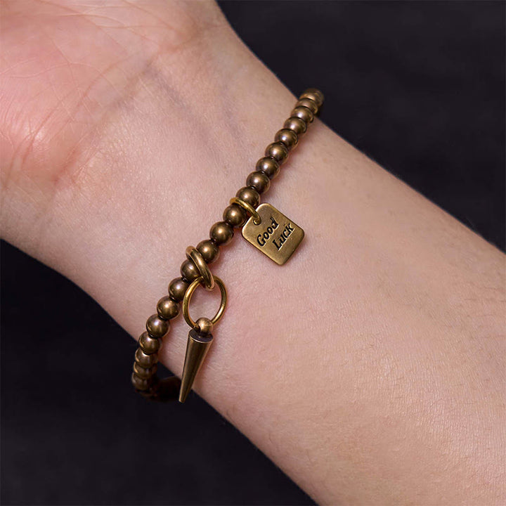 Bracciale Buddha Stones Vintage Rame Ottone Perline Fortuna Equilibrio - image 8