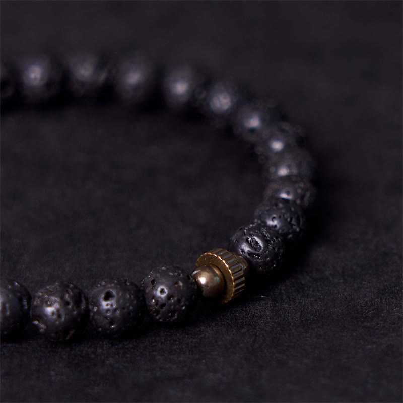 Braccialetto di guarigione con perline di roccia lavica naturale Buddha Stones Calm Support - image 5