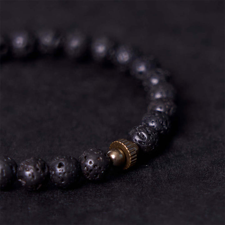 Braccialetto di guarigione con perline di roccia lavica naturale Buddha Stones Calm Support - image 5