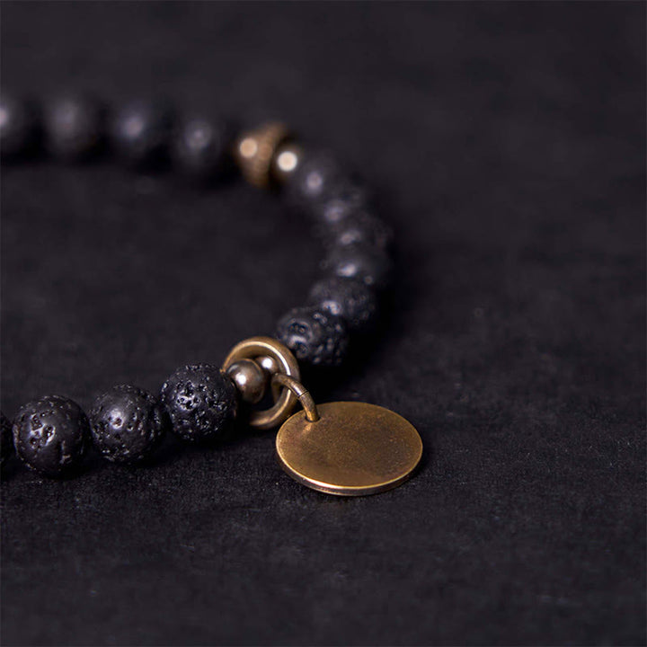Braccialetto di guarigione con perline di roccia lavica naturale Buddha Stones Calm Support - image 4