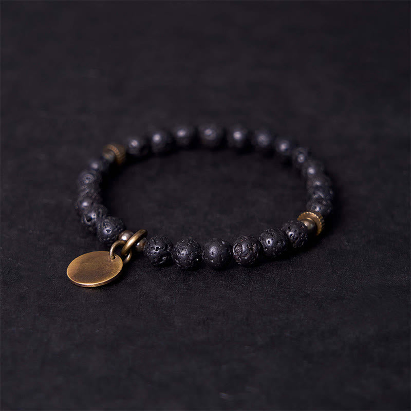 Braccialetto di guarigione con perline di roccia lavica naturale Buddha Stones Calm Support - image 3