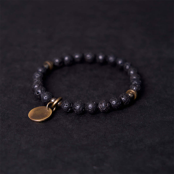 Braccialetto di guarigione con perline di roccia lavica naturale Buddha Stones Calm Support - image 3