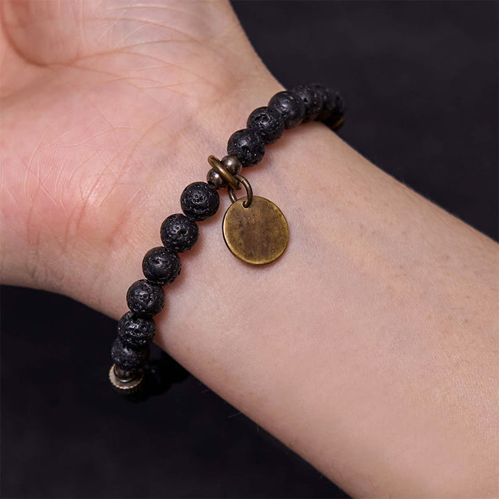 Braccialetto di guarigione con perline di roccia lavica naturale Buddha Stones Calm Support - image 8