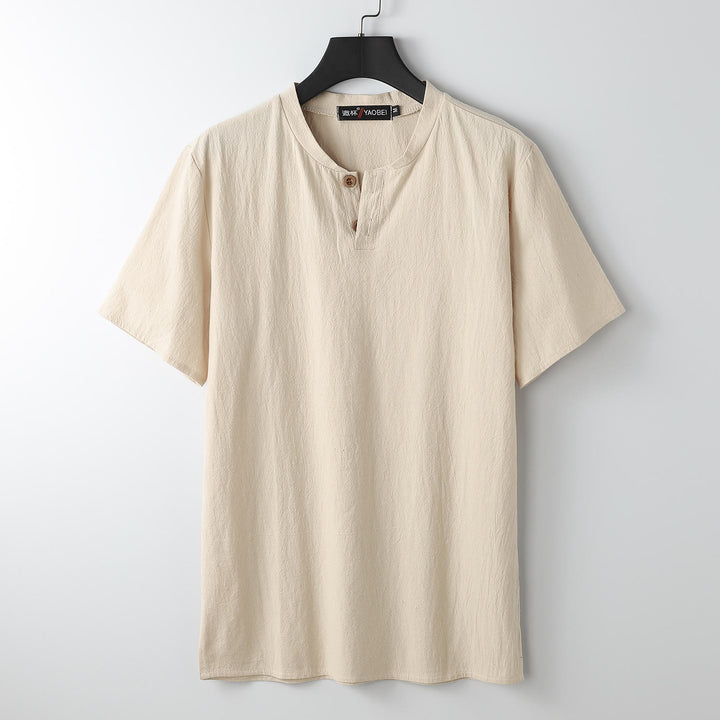 Maglietta da uomo ampia con Buddha Stones, tinta unita, manica corta, collo con bottoni, morbida camicia - Mocassino - US/UK/AU54, EU64 (9XL) - image 8