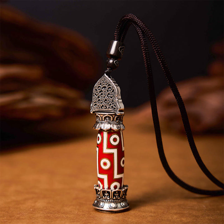 Buddha Stones Medicina Tibetana Buddha Nove Occhi Dzi Perlina Collana Pendente Protezione